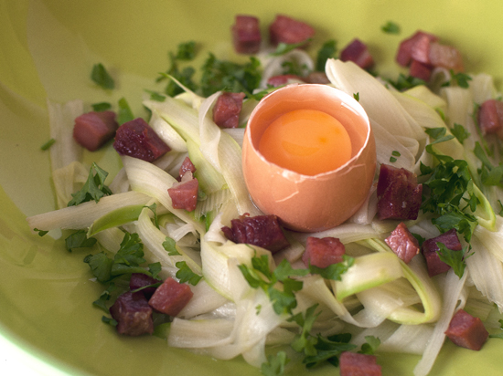 Aspergecarbonara met Parmezaanse kaas